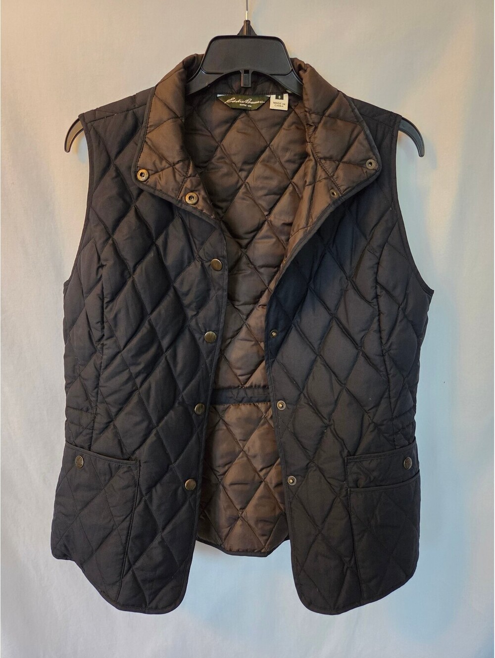 Eddie Bauer Women's Quilted Goose Down Vest, Size Small, Black